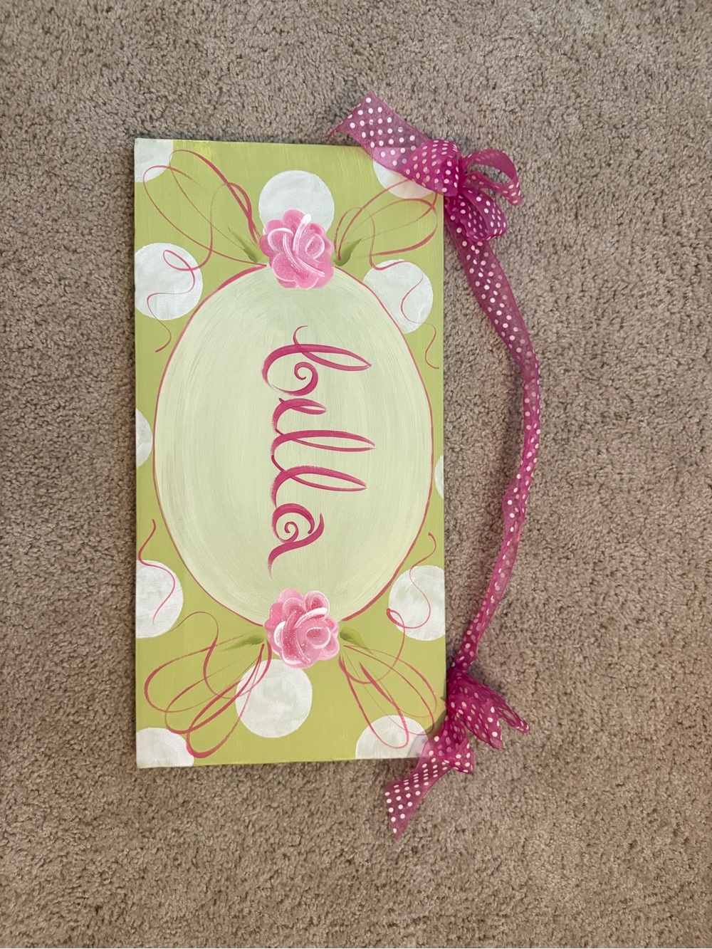 Pink & Green Handpainted Plaque